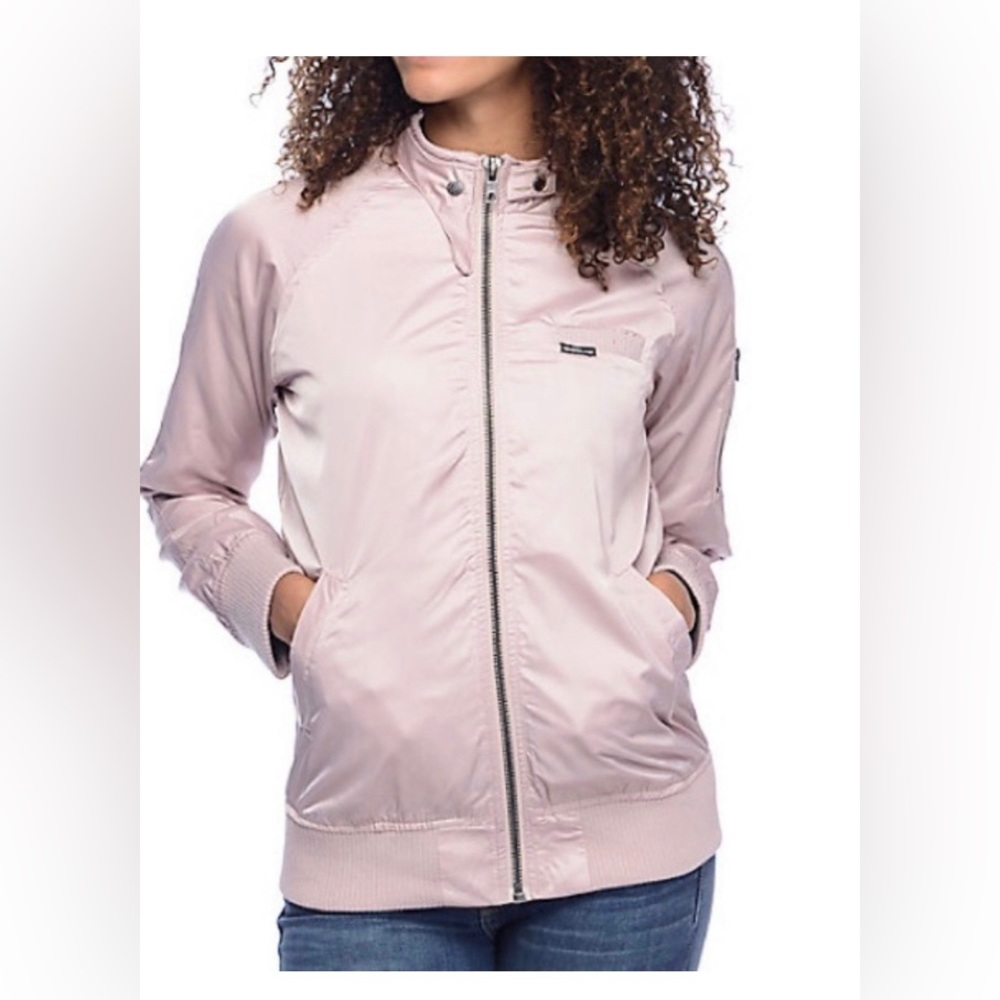 Light Pink Satin Members Only Bomber Jacket - Picture 4 of 9